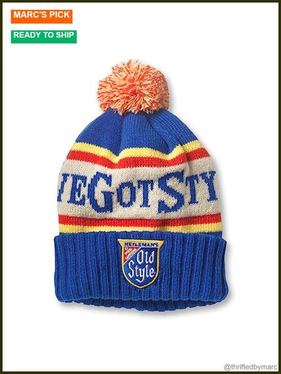 Unisex Knit Beanie Hat with Cuffed Brim & Pom Acrylic Winter